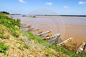 Mekong Rive and small fishing boat