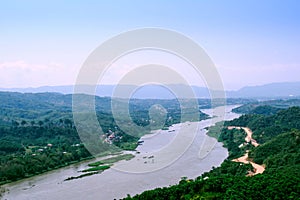 Mekong River divides the border between Thailand and Laos in Chi