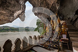 Mekong River and Pak Ou Caves in Laos photo