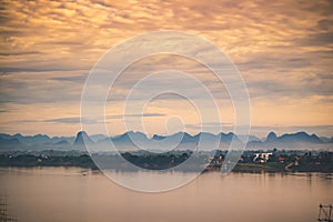 Mekong river view in the morning at Nakhon Panom province of Thailand