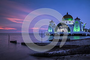 Melaka Straits Mosque at sunset