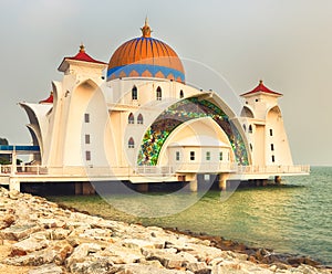 The Melaka Straits Mosque on water