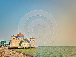 The Melaka Straits Mosque on water