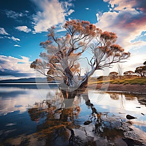 Melaleuca Trees at Herdsman Lake  Made With Generative AI illustration