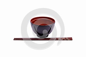 Melamine bowl and wooden chopstick