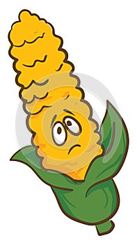 A melancholic corn, vector or color illustration