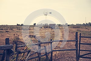 Melancholic photo of countryside with the old windmill