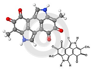 Melanin molecule with chemical formula photo