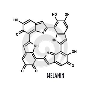Melanin structural chemical formula on white background