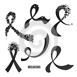 Melanoma skin cancer awareness black ribbon collection set