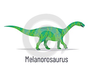 Melanorosaurus. Sauropodomorpha dinosaur. Colorful vector illustration of prehistoric creature melanorosaurus in hand