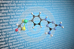 Melarsoprol scientific molecular model, 3D rendering