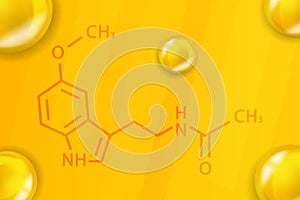 Melatonin chemical formula. Melatonin 3D Realistic chemical molecular structure