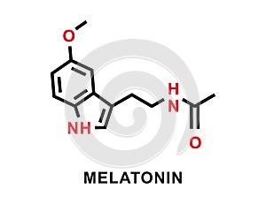 Melatonin chemical formula. Melatonin chemical molecular structure. Vector illustration photo