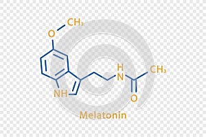 Melatonin chemical formula. Melatonin structural chemical formula isolated on transparent background.