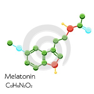 Melatonin hormone structural chemical formula isolated on white background.