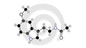 melatonin molecule, structural chemical formula, ball-and-stick model, isolated image hormone