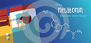 Melatonin promote deep sleep banner vector template photo