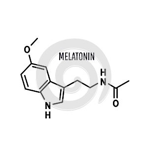 Melatonin structural chemical formula on white background
