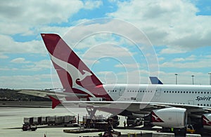 Melbourne airport-plane offloading at terminal