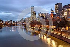 Melbourne Australia CBD cityline shot after sunset