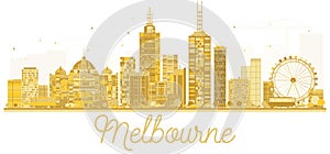 Melbourne Australia City skyline golden silhouette.