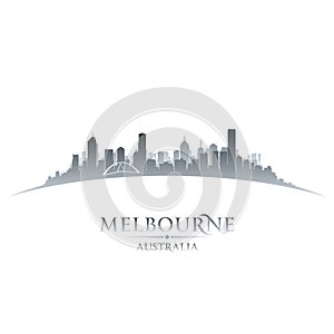 Melbourne Australia city skyline silhouette white background