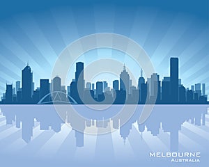 Melbourne Australia city skyline siluette