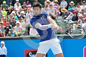 Tennis player Novak Djokovic preparing for the Australian Open at the Kooyong Classic Exhibition tournamen