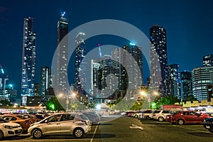 Melbourne, Australia - Night cityscape as seen from Victoria market car park