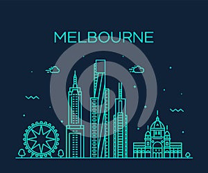 Melbourne big city skyline Australia vector linear