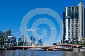 Melbourne CBD skyscrapers from Yarra river