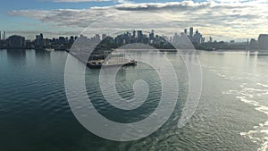 Melbourne city skyline as view from Port Phillip Bay