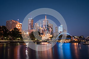 Melbourne city skyline, night,  Austalia