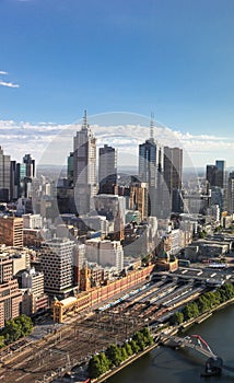 Melbourne cityscape from elevated view from southbank - Melbourne Australia photo