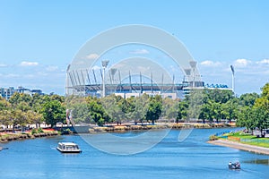 Melbourne cricket ground viewed behind Yarra river, Australia