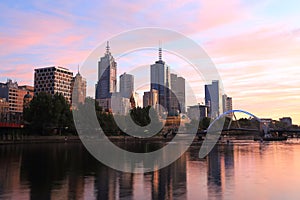 Melbourne dawn cityscape Australia