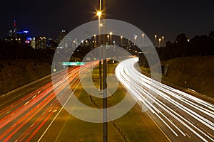 Melbourne freeway at night slow shutter