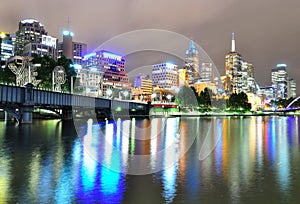 Melbourne night scene cityscape