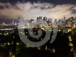 Melbourne skyline at night in Australia