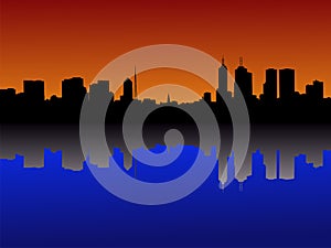 Melbourne Skyline at sunset