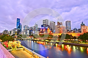 Melbourne skyline at twilight
