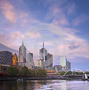 Melbourne Skyline Twilight Square