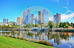Melbourne skyline and Yarra River in summer