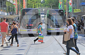 Melbourne tram jaywalker