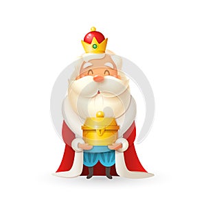 Melchior - wise man and king celebrate Epiphany - cute vector illustration isolated