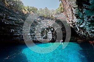 Melissani lake on Cephalonia island in Greece