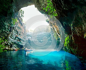 Melissani lake on Kefalonia island