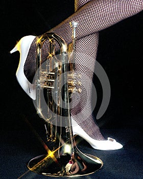 Mellophone and Legs Black Backgroune