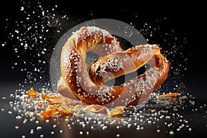 Mellow Soft baked pretzel with salt. Generate ai